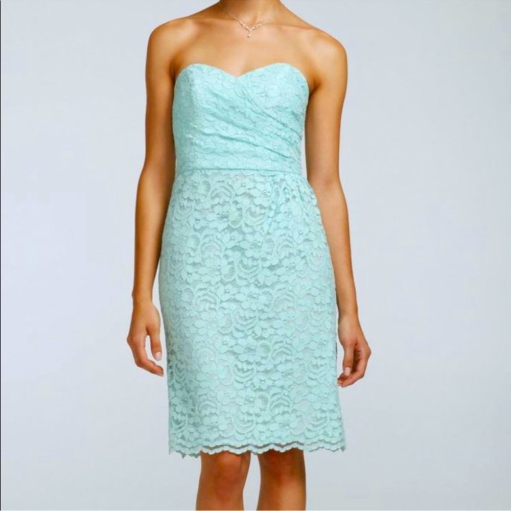 David’s Bridal Turquoise Lace Bridesmaid Dress